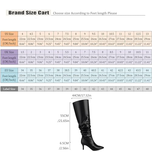 Roimaash Elegant Dressy Slouch Boots Kitten Heels Pull on Thigh High and Knee High Boots3