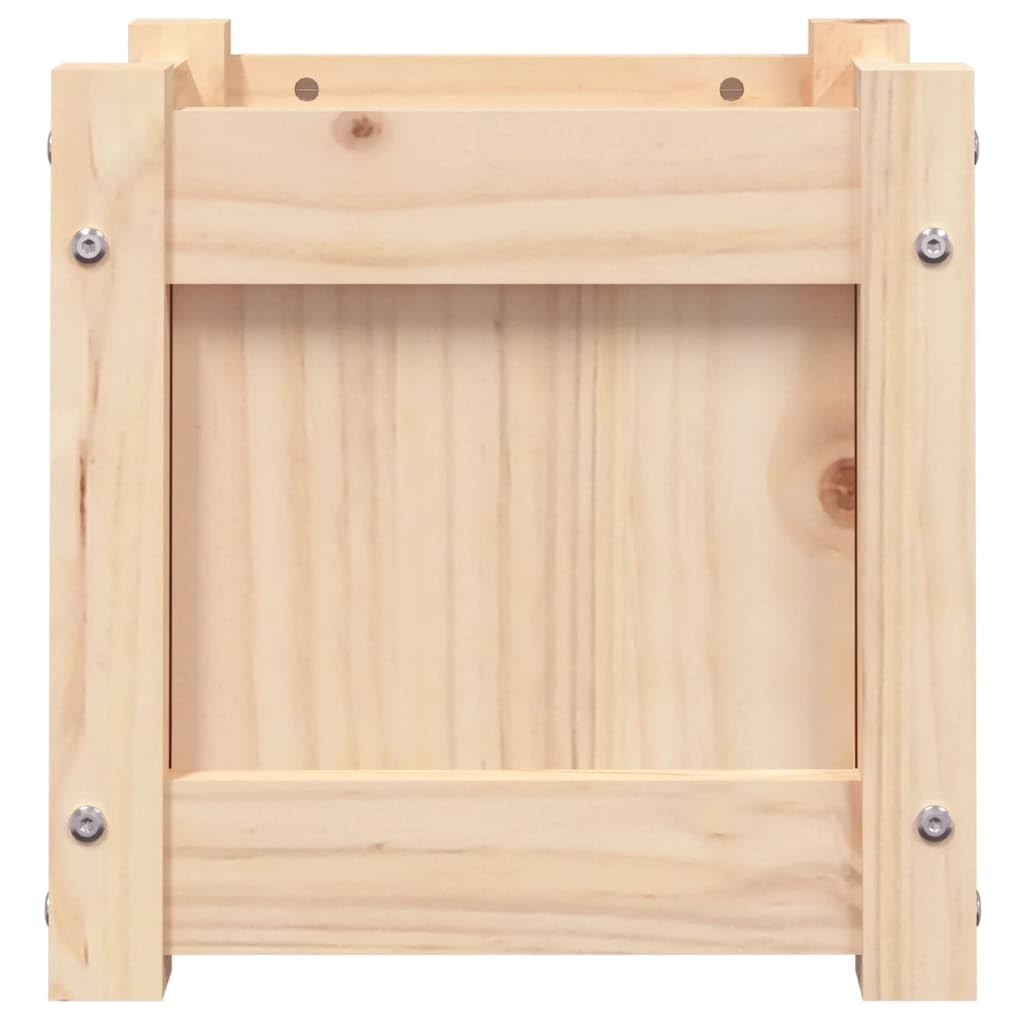 Macetero rústico de madera de pino, juego de 2 unidades, 31 x 31 x 31 cm, maceta de madera maciza para balcón, jardín, diseño que ahorra espacio, jardinera elevada