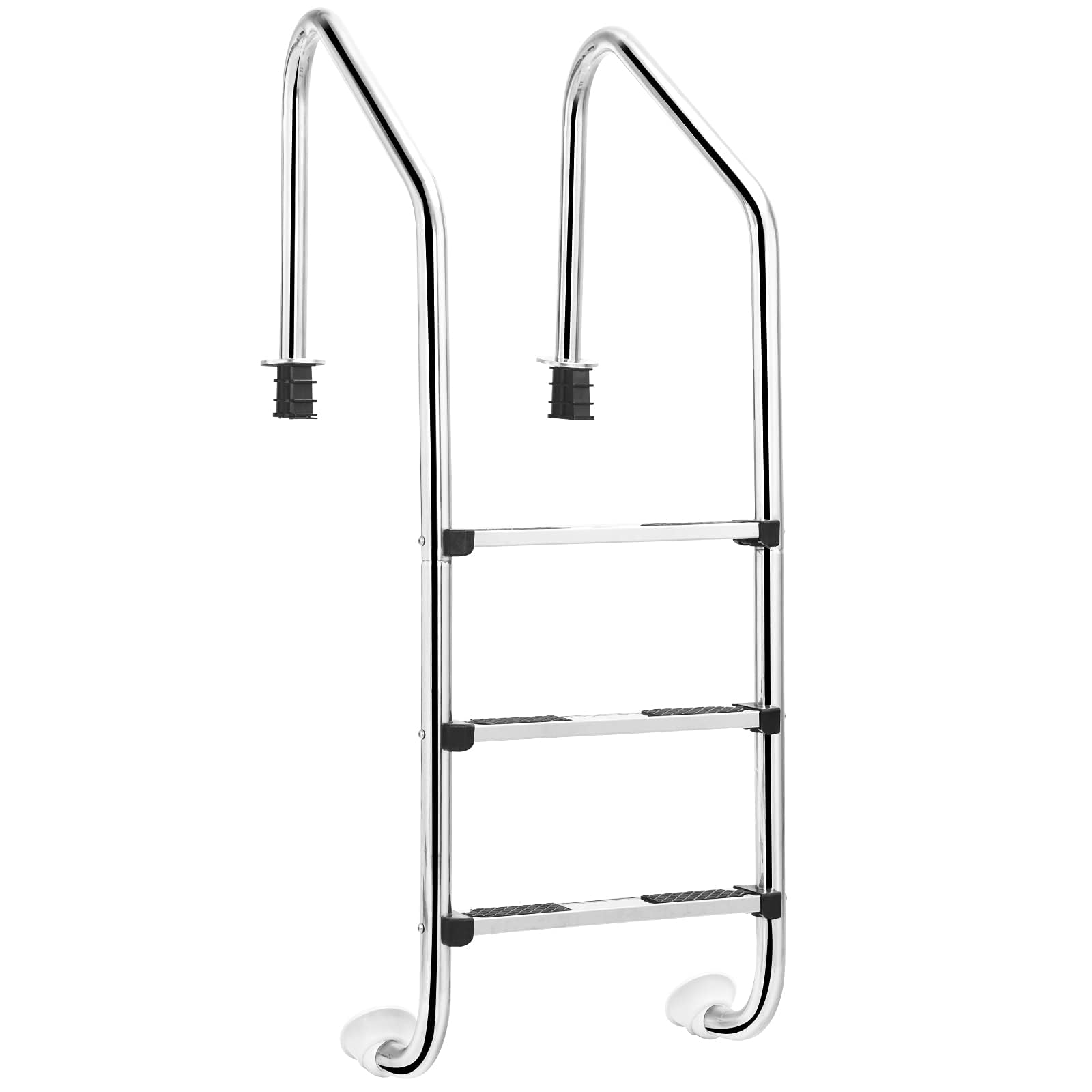 LIFEZEAL Échelle de Piscine 3 marches Acier Inoxydable, Échelle en U avec Marches Antidérapantes