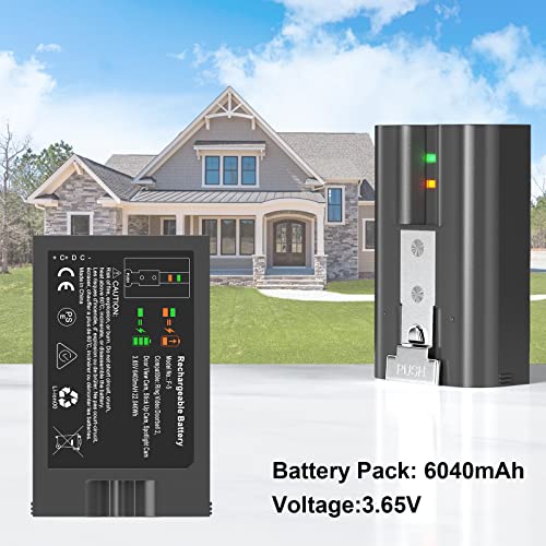 Reserveaccu met ring, 3,65 V 6040 mAh batterij voor deurbelcamera 2/3/3+/4, stick-up, spotlight-batterijen - Afbeelding 4