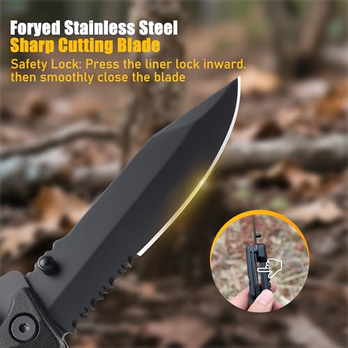 Multitool Knife with Nylon Pouch, 22 in 1 EDC Multi Tools with Fire Starting Sticks, Bottle Opener, Whistle, Pocket Knife and Window Breaker, Perfect for Survival, Outdoor and Everyday Use - Image 4