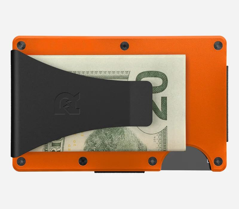 Image of Ridge Wallets - Slim Minimalist Front Pocket Wallet for Men, RFID Card Holder, Basecamp Orange, Hex Ridge