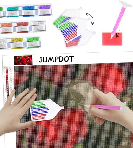 Kit de pintura de diamante 5D Jumpdot con diseño de rosa roja para decoración (70x40 cm) 3