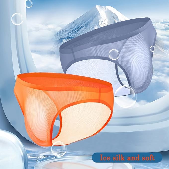 Men's Briefs Seamless Ice Silk Breathable Transparent Ultra-Thin Underpants Sexy Elastic Waist Bikini Underwear2