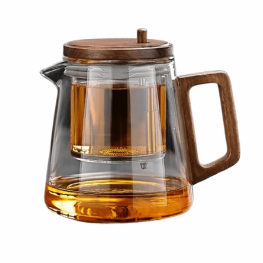Tea Pot with Infuser, Glass Teapot for Loose Tea, Camping, Travel(Style 2 Clear)