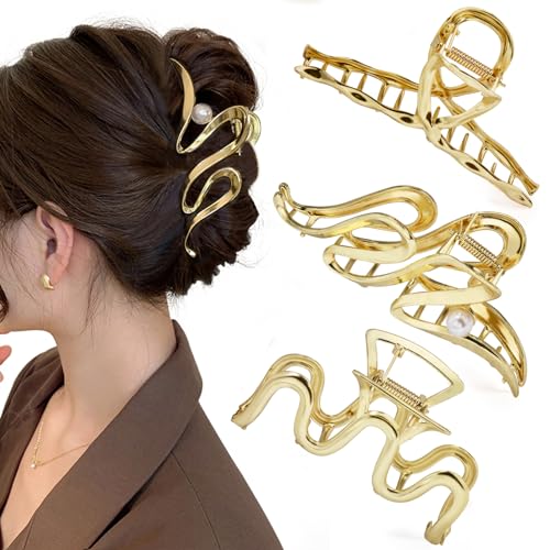 Pinces à cheveux en métal Mehayi lot de 3 grandes barrettes pour cheveux épais