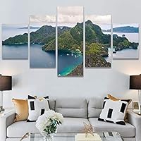 SIGNWIN 5 Panel Canvas Wall Art Coastal Scenery for Home Decorations Ready to Hang - 60