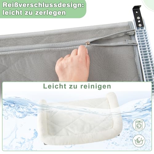 GUUSII HOME Heizungsliege Katzen Katzenliege Balkon Katzenbett für Bettkante Heizung Hängen Liegeplatz Einhängen Bett Hängematte Heizkörper Katze Heizungsliegekatzen 63 * 38cm Halten 18kg(Weiß,L)