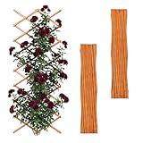 Relaxdays Rankgitter ausziehbar, 3er Set, 310x90 cm, Holz, Wandmontage, Rankhilfe Kletterpflanzen, Holzgitter, orange