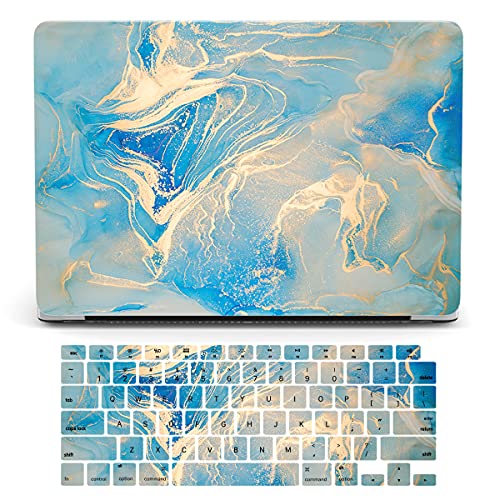Case Compatible with MacBook Air 11 inch (Models: A1370 & A1465), 2 in 1 Bundle Protective Plastic Hard Shell Case & Keyboard Cover Skin Compatible with Mac Air 11.6 in - Blue Marble