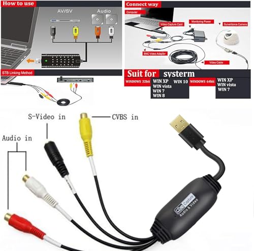 Image of MICROWARE USB Video Capture VHS to Digital Converter USB 2.0 Video Audio Capture Card for TV DVD VHS Support Windows Mac System