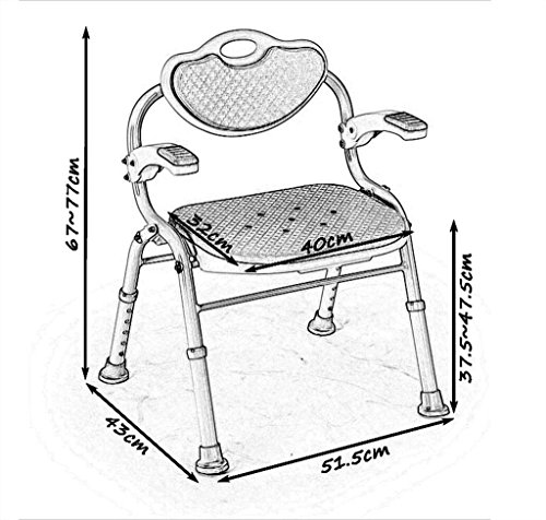 Nivok Bath Stools,Bath Stools Aluminum Alloy Shower Seat Chair Disability Aid Non-Slip Shower Chair Adjustable For Elderly/Disabled/Pregnant Women With Backrest And Handle Bath Bench #TOP1