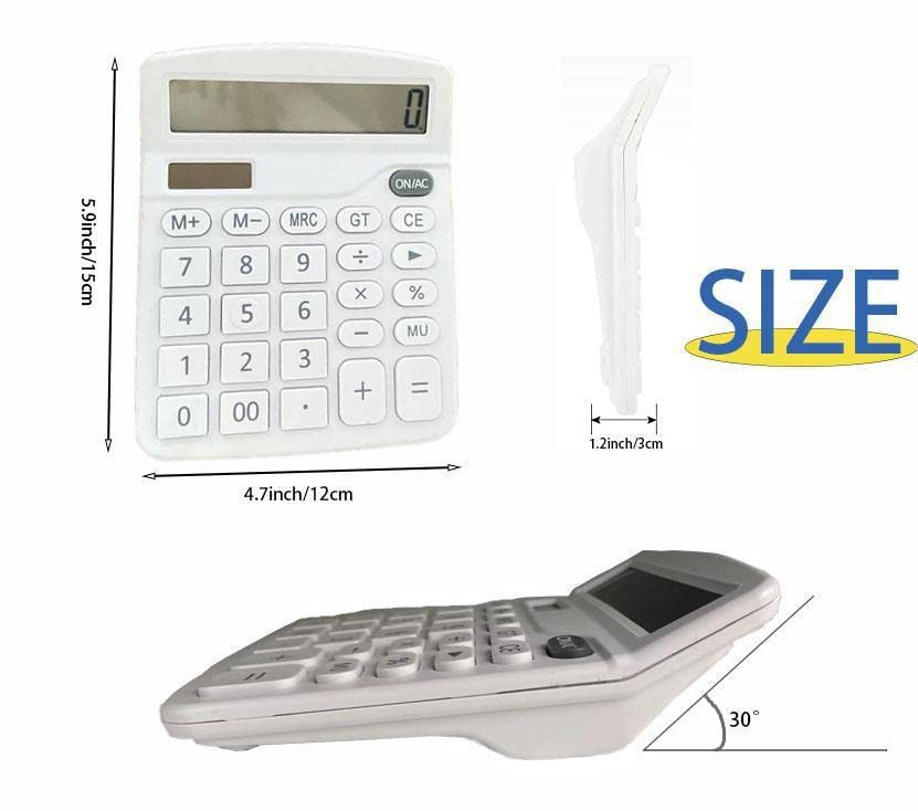 Calculatrice de bureau blanche YOUHO avec grand écran LCD 12 bits