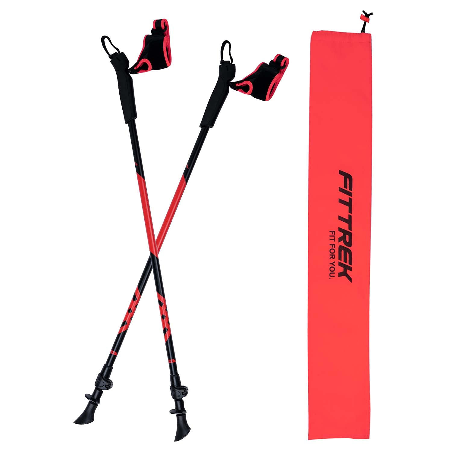 FitTrek Nordic Walking Poles for Men Women - Pack of 2 Nordic Telescopic Aluminium Poles - Hiking Pole Telescopic Lightweight for Camping, Trekking, Mountaineering, Backpacking