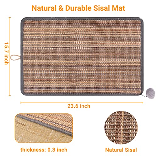 Melktemn CAT SCRACH PAD Scratcher Mat Wall Mounted & Floor Natural Sisal Cat Scratching Pad Cat Ball Toy thumb #2