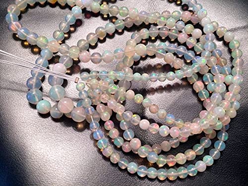 Opale éthiopienne naturelle en fil de perles de 4-6mm pour façonner un cadeau d'anniversaire unique