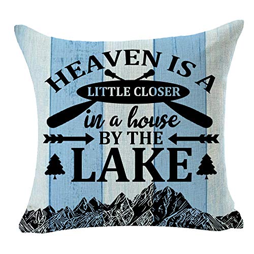 Soparlly Set Of 4 Relax You Are On Lake Time Better Wake At The Lake Pillows Cotton Linen Decorative Home Office Throw Pillow Case Couch Cushion Cover 18X18 Inches ¡­ #TOP2
