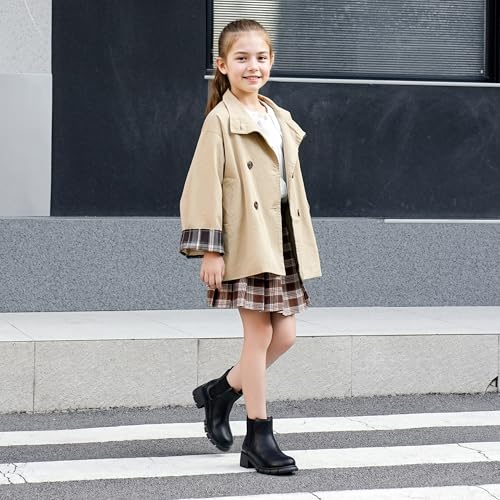 Dufannie Girls Ankle Boots Kids Chelsea Booties Slip on Lug Sole Low Heel Fall Boot for Little Big Kid3