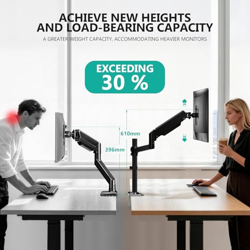 Image of WALI Single Monitor Arm 13-32 Inch, Single Monitor Mount, Vesa Desk Mount up to 19.8lbs Gas Spring Arm with Clamp, VESA 75x75mm or 100x100mm Compatibility(GSDM001), Black