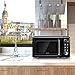 COSTWAY Retro Countertop Microwave Oven, 0.7Cu.ft, 700-Watt, High Energy Efficiency, 5 Micro Power, Delayed Start Function, with Glass Turntable & Viewing Window, LED Display, Child Lock (Black)