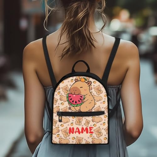 Personalized Capybara Mini Backpack for Girls Custom Name Small Shoulder Bags for Women Waterproof Design Daypack for Shopping, Weekend Trips, College4