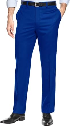 Mens Flat Front Dress Pants Stretch Classic Formal Suit Pants for Wedding