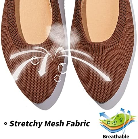 BABUDOG Women's Mesh Flats Shoes Pointed-Toe Dress Shoes for Women Black Flats Shoes Comfortable Memory Foam Flats Shoes(Brown.US7) | Image 1