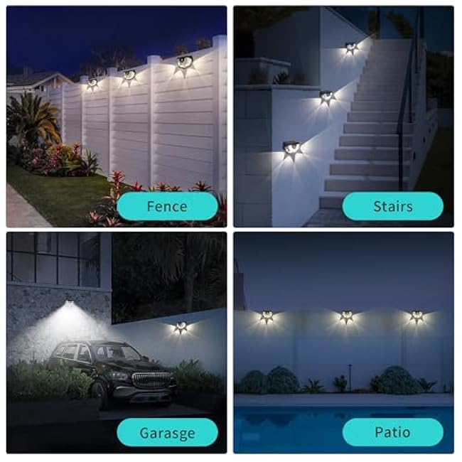 Solar Outdoor Lights, 2-in-1 LED Wall Light with PIR Motion Detection, IP64 Outdoor Lights Solar Powered for Garden, Patio, Yard, Garage, and Landscape, Auto On/Off, Bright Security Lighting