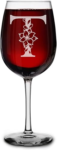 Miniatura 82 de Copa de vino personalizada con monograma floral con inicial grabada, copa de tallo de 16 onzas para mujer, regalo personalizado para su cumpleaños