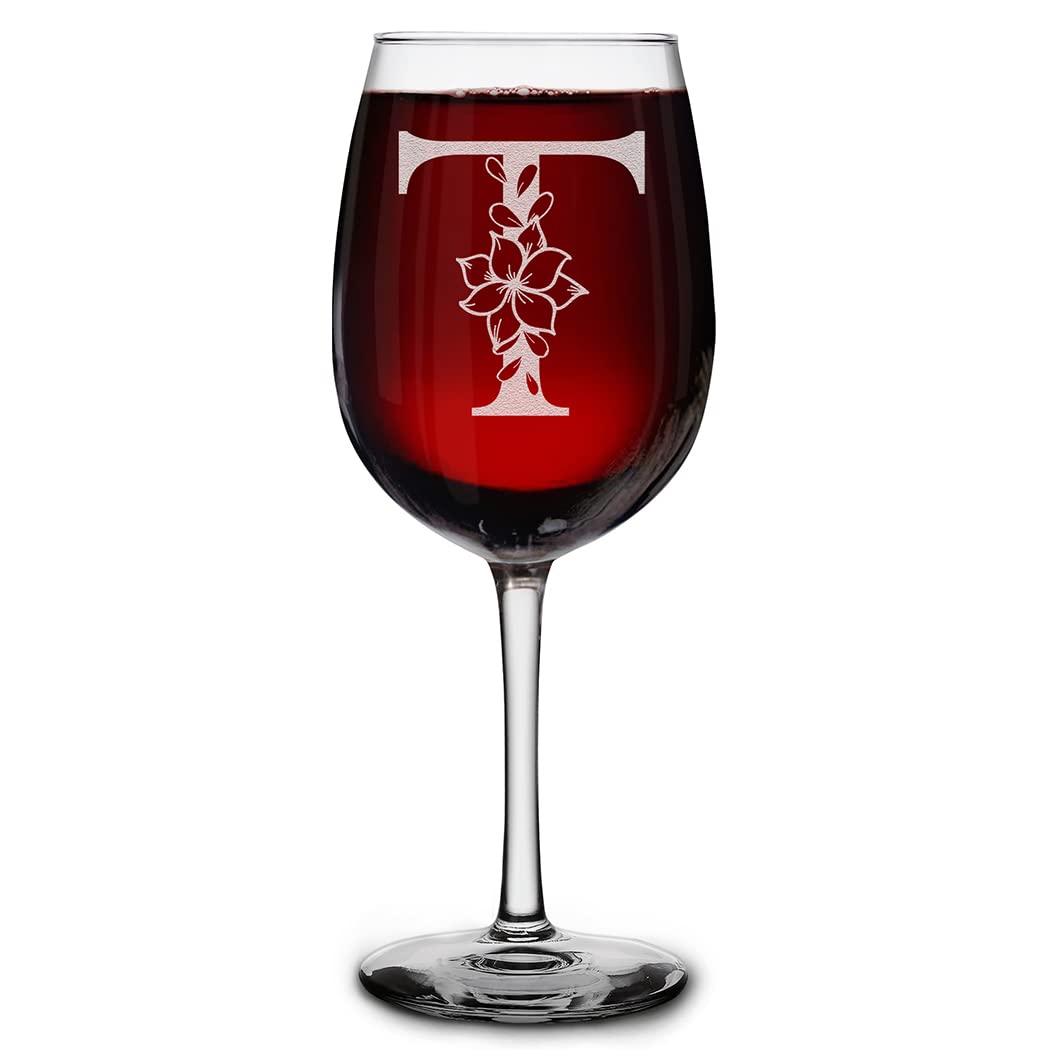 Verre à vin monogramme floral pour sublimer vos dîners de fête