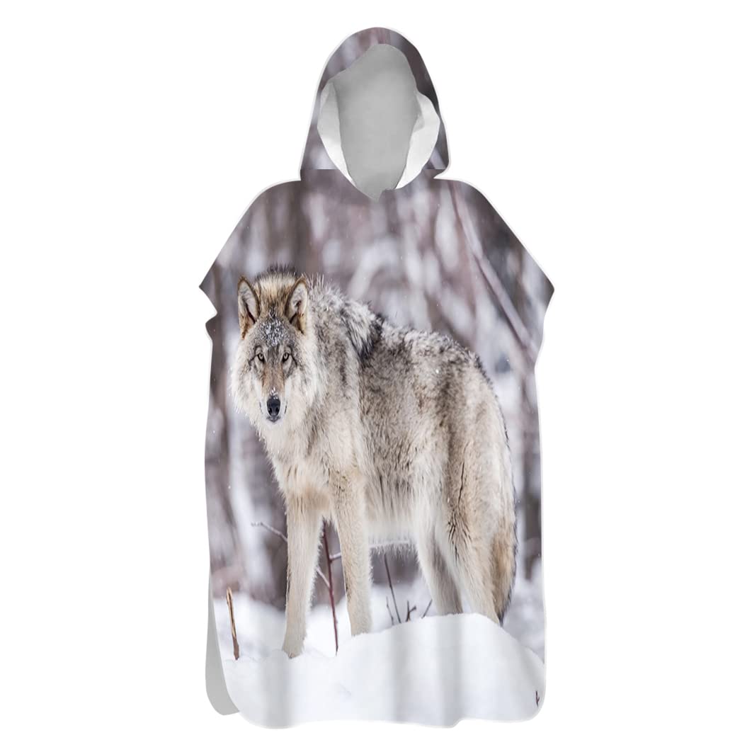 Serviette Poncho Plage Animal – Motif Tigre, Loup, Chat, Cheval | Taille Enfant (75x65 Cm) Et Adulte (75x110 Cm) – Polyester, à Capuche, Séchage Rapide