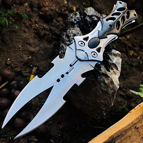 Miniatura 2 de Cuchillo plegable de doble hoja de bolsillo de 8.5 pulgadas, cuchillo plegable de doble filo, táctico al aire libre, supervivencia, camping, pesca