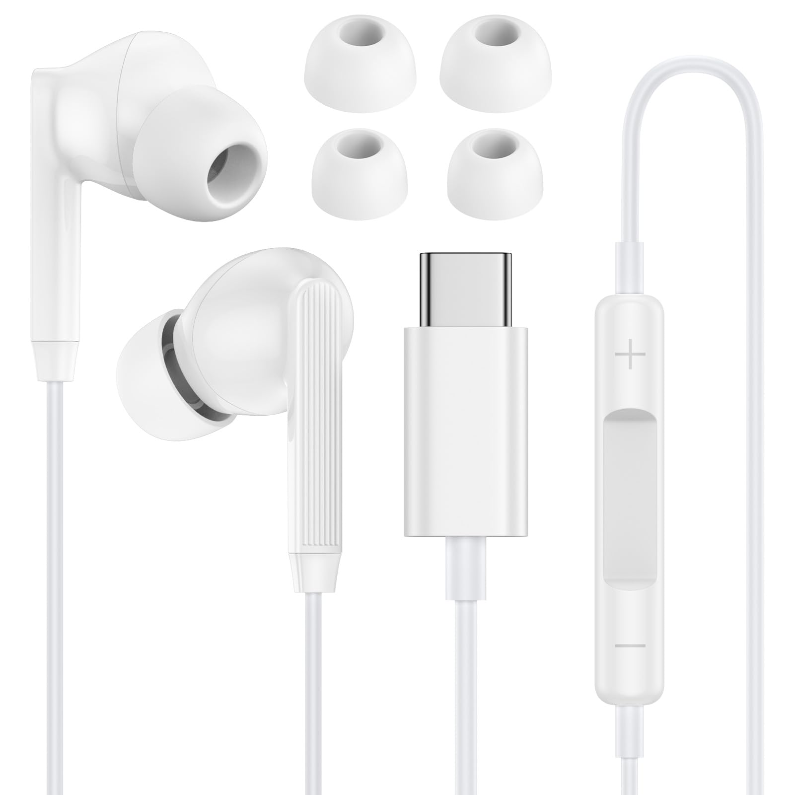 タイプc イヤホン Type-Cイヤホン 有線【業界初売り iphone15/16対応 】USB-Cイヤホン 有線 TYPE-Cジャック HIFI音質 音量調整 重低音 高密着遮音設計 マイク付き 通話可能 ハイレゾ クリア通話 音量調節 ステレオイヤフォン ヘッドホン iPhone/Android/Galaxy/iPadなど対応