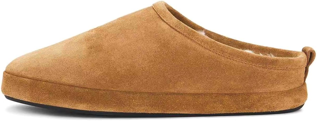 Dsevht Genuine Suede Fuzzy Slippers for Women Winter Cork Footbed Clogs Warm House Shoes Cozy Mini Boots Comfort Casual Slip-on Fall Winter Shoes for Indoor Outdoor