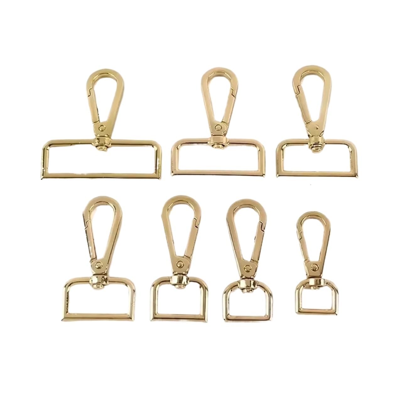 PVUVTNAHW 100Pcs 16/20/26/32/38mm Metal Buckles Bag Strap Lobster Swivel Carabiner Snap Hook Collar KeyChain(F2-10-LightGold,32mm)
