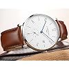 TEINTOP Carnival Automatic Mechanical Men Watch Leather Band Simple Dial White (Brown Calfskin)