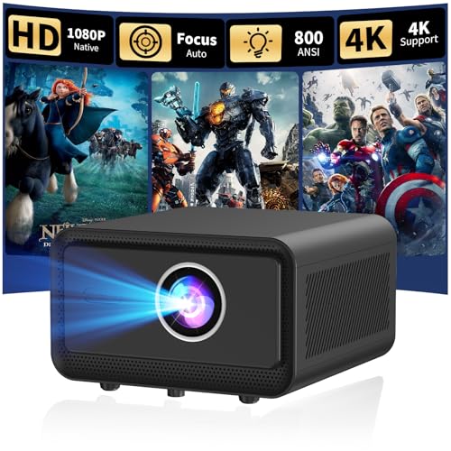 Image of 【Native 1080P & Auto Focus】Mini Projector with WiFi and Bluetooth, 800Ansi Brightness, Support 4K HD, Portable Movie Projector, Auto Keystone Correction, Compatible with Smartphone, Laptop, HDMI, USB