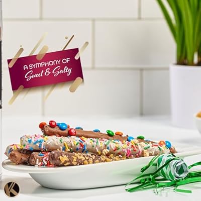 KREMERY Creamy Chocolate Cravings - Mothers Day Treats, Chocolate Covered Pretzel Rods Gift Basket with Candied Toppings (8 Pretzels) Sweet Treats in Clear Tube Kosher