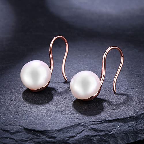 Pendientes Colgantes Damas Pendientes Elegantes Naturales Pendientes de círculo de Perlas de Agua Dulce Damas Elegante Retro Joyería de Fiesta Pendientes Mujeres
