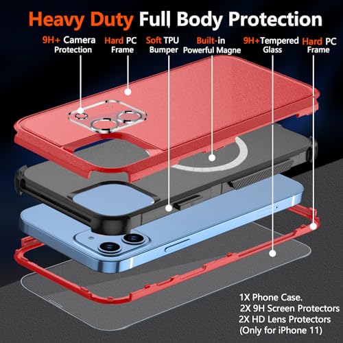 Diverbox for iPhone 11 Phone Case,iPhone 11 Magnetic Case [with Screen Protector & Camera Lens Protector ] Heavy Duty Phone Case for iPhone 11 Case (Magnetic Red) by Diverbox - Used condition - Image 4