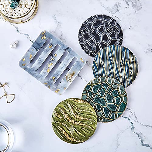 5 pieces Resin Molds for Coaster Sets Round Silicone Molds for Resin Epoxy Coaster Molds with Stand Holder Silicone Cup Mats Rack Epoxy Casting for Resin Arts Home Decoration - Image 3