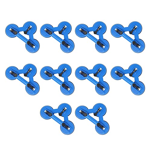 Lot de 10 ventouses à triple ventouse - Poignées en aluminium très résistantes - Pour soulever des carreaux et des verres.