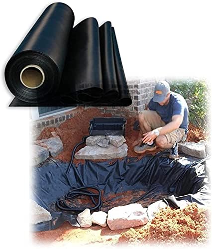 Durable 0.3mm Flexible Rubber Pond Liner - Pre-Cut Black Tarps for Koi & Fish Ponds, Water Gardens - 5x15m (16x49ft) - Heavy-Duty, Weather Resistant, Easy Install