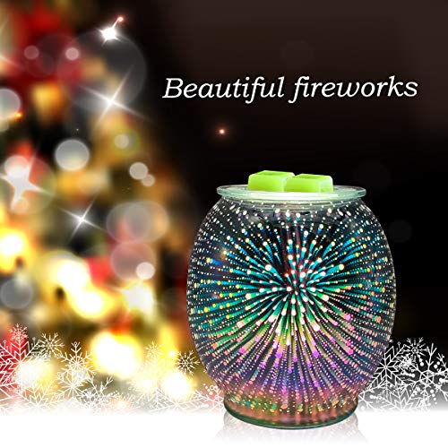 3D Fireworks Glass Electric Wax Melt Warmer Wax Burner Melter Fragrance Warmer For Home Office Bedroom Living Room Gifts & Decor #TOP3