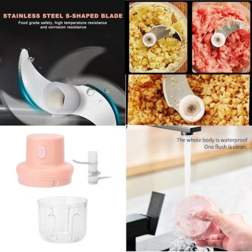 Image of Rechargeable Electric Mini Food Chopper for Vegetables, Fruits, Onion & Garlic | USB Charging Portable Food Processor | Stainless Steel 3-Blade Vegetable Cutter & Kitchen Chopper (250ml)