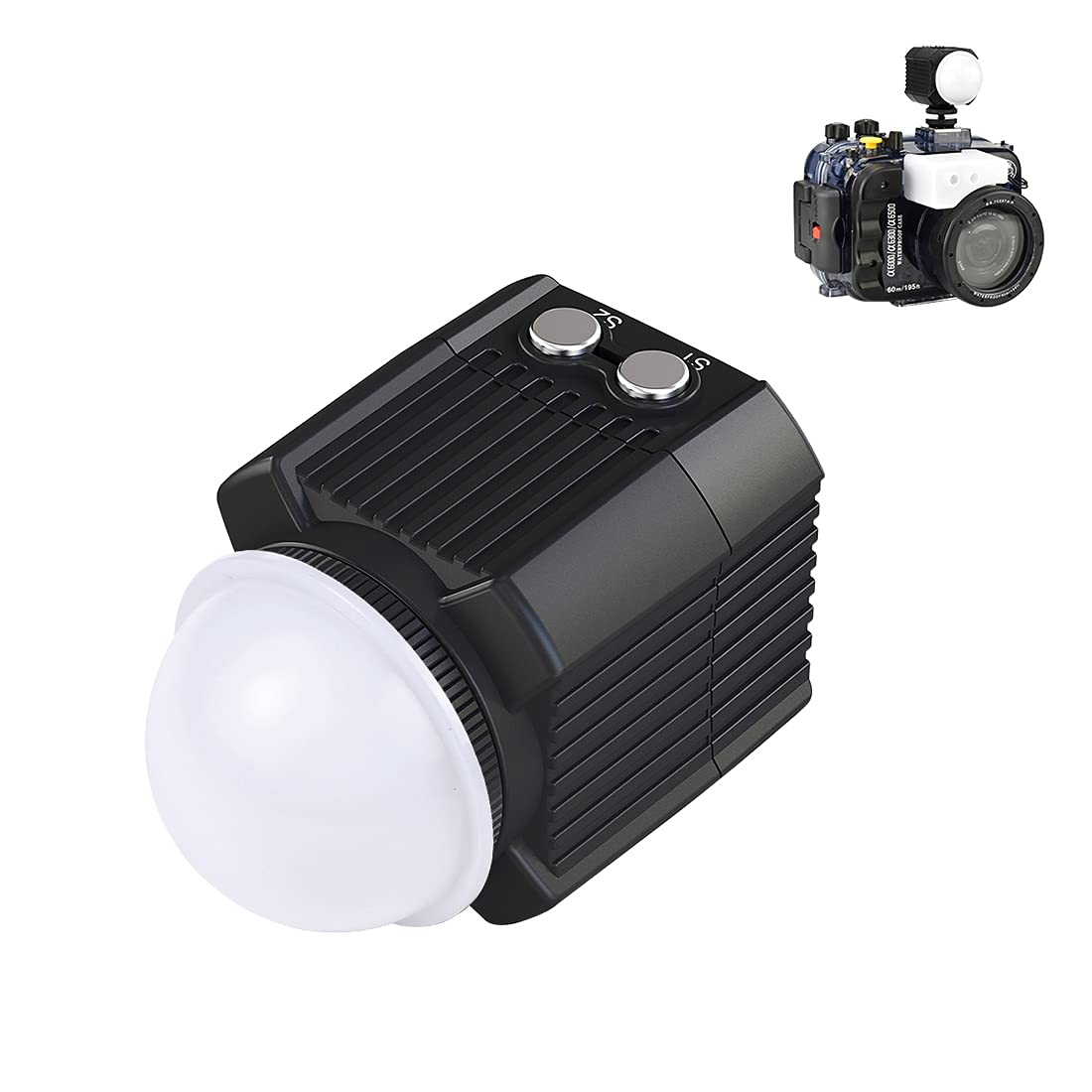 60 m Unterwasser-Fülllicht, LED, 2000 lm, wasserdicht, IPX8, für GoPro Hero9, Hero8, Hero7, 6, 5, für Insta360, One R, DJI Osmo Action