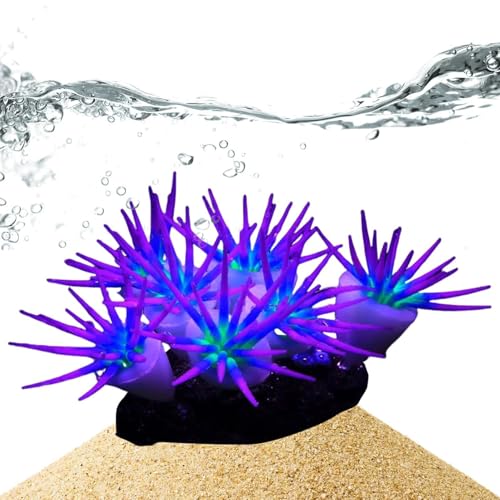 水槽装飾サンゴ, 吸盤付き 発光サンゴオーナメント アクアリウム装飾, 暗所発光アクセサリ インテリアプラント アパート・寮・ホテル向け