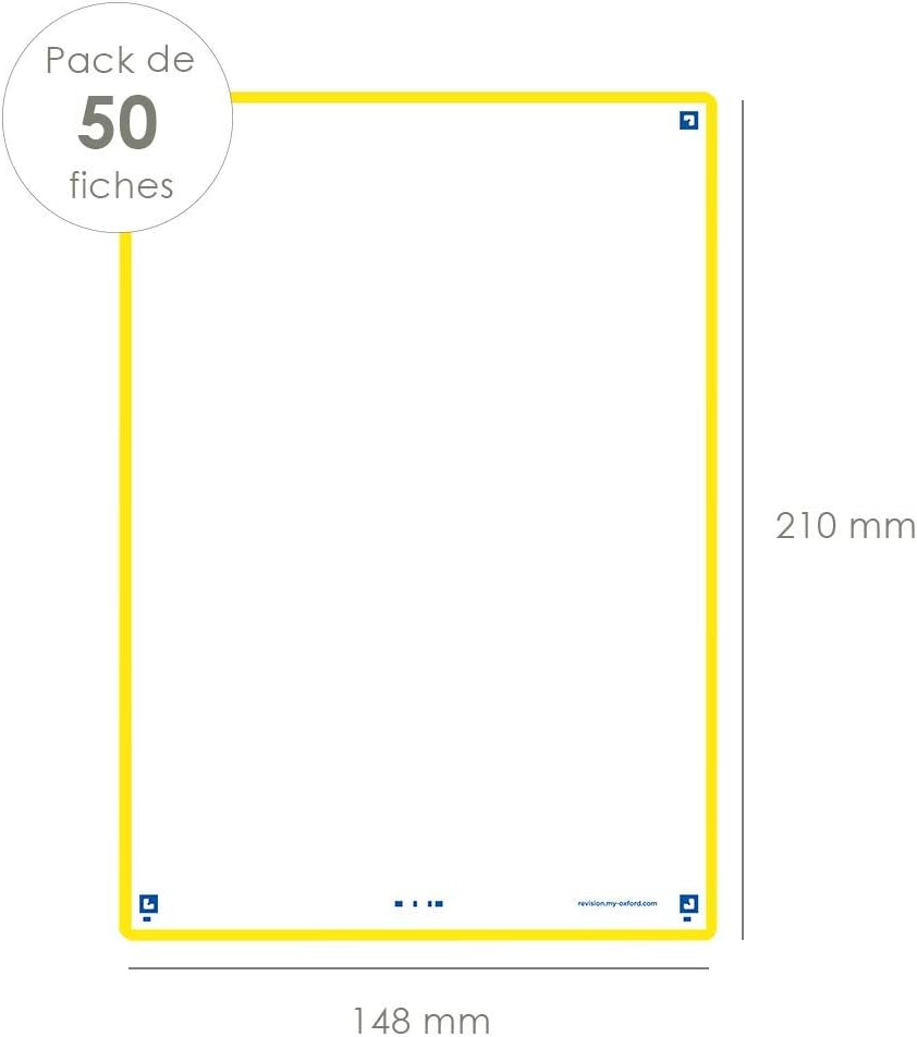 Oxford Révision 2.0 Bristol Sheets Pack of 50 a5 Yellow