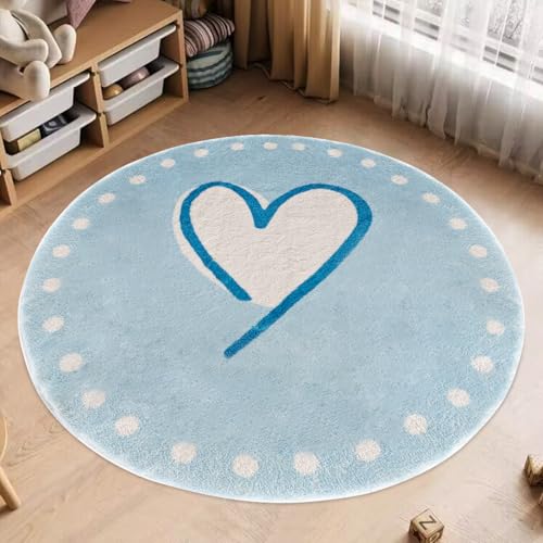 TEMBR Blue Spots �L�b�Y���[�����O�A47.2�C���` �~�` ����\ �G���A���O �ۈ牀 �N���[���}�b�g �Ԃ���� �j�̎q ���̎q ���p ����~�߃J�[�y�b�g ���r���O���[�� �Q�� �v���C���[�� �����p