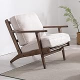 LZAREAL Living Room Accent Chairs Mid Century Modern Reading Arm Chair, Fabric Bedroom Chair with So